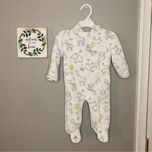 Little Beginnings White Zoo Animal Zip Up Pram Footie Pajamas Baby Boy 3 - 6 M